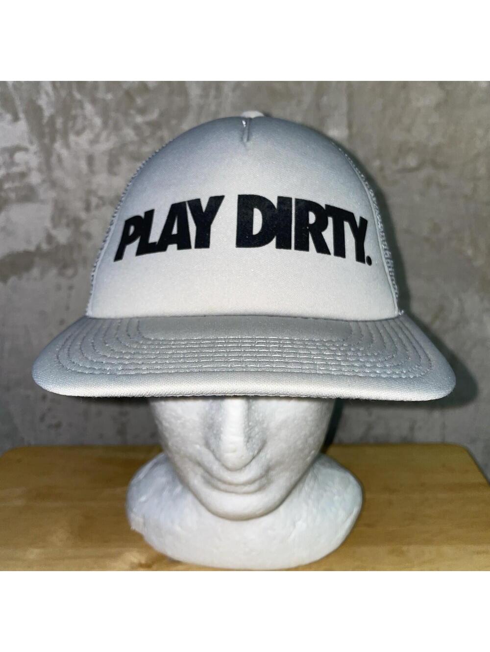 Undefeated “PLAY DIRTY” Gray SnapBack Trucker Mesh Hat Cap OSFM - Excellent Cond